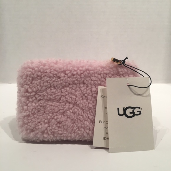 UGG Handbags - Ugg Small Zip Pouch Shell Pink Sheepskin Purse